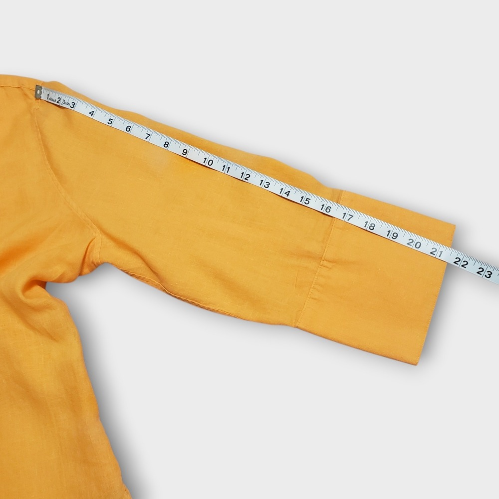 Chico's 100% Linen Button Down Shirt Orange Size 4 US 20 Long Sleeve Top - Picture 8 of 11